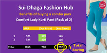 Load image into Gallery viewer, Comfort Lady Kurti Pants (Plus Size Pack of 2) - Rs 425/pc (Save 250 Rs overall)