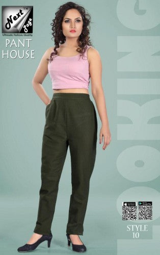 PP121 - Plazzo Pant Heavy Cotton Green color (Non-stretchable)