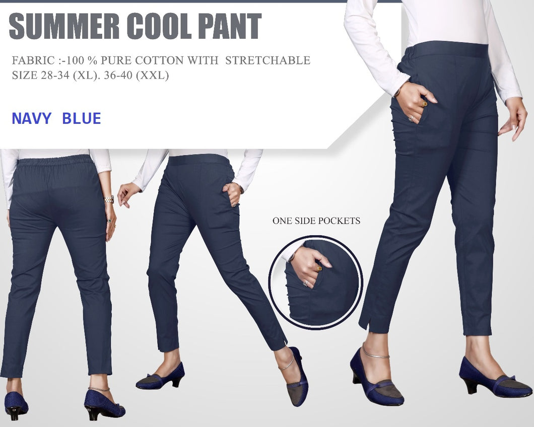 PP102 - Plazzo Pant Summer Cool Fabric Navy Blue color