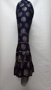 PL119 - Gharara Plazzo Navy Blue color with foil printing