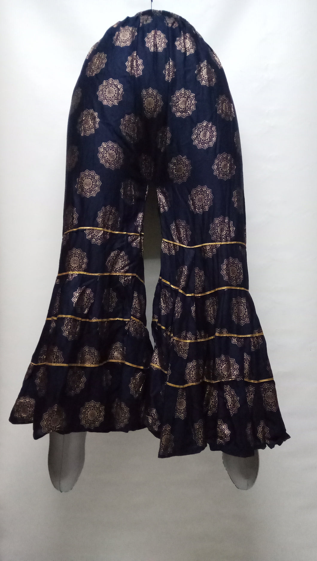 PL119 - Gharara Plazzo Navy Blue color with foil printing