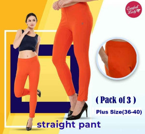 Comfort lady Straight Pants (Plus Size) (Pack of 3)