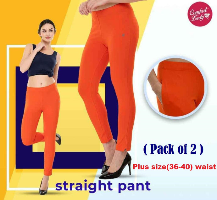 Comfort lady Straight Pants (Plus Size) (Pack of 2)