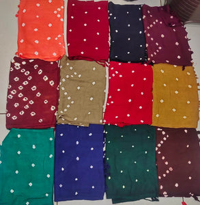 Pure Jaipuri Bandhni Stole Single Color(Buy 2 Get 1 Free)(Total 3pcs)